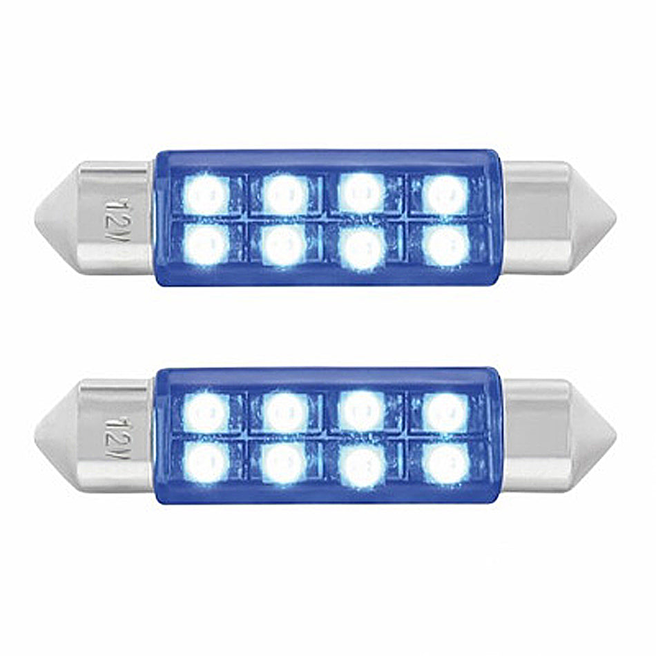 8 SMD High Power Micro LED 211-2 Dome Light Bulb - 2-Pack (Amber, Blue, Red or White)