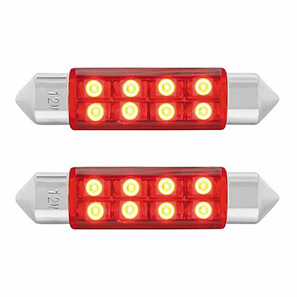 8 SMD High Power Micro LED 211-2 Dome Light Bulb - 2-Pack (Amber, Blue, Red or White)