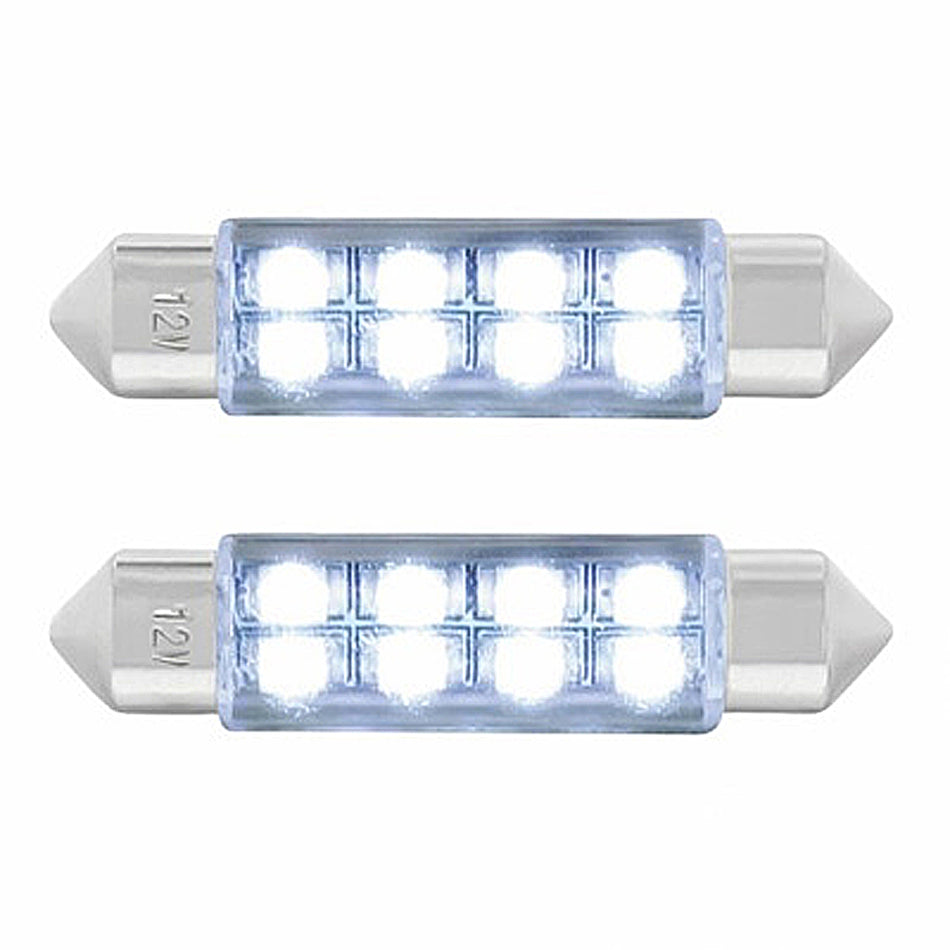 8 SMD High Power Micro LED 211-2 Dome Light Bulb - 2-Pack (Amber, Blue, Red or White)