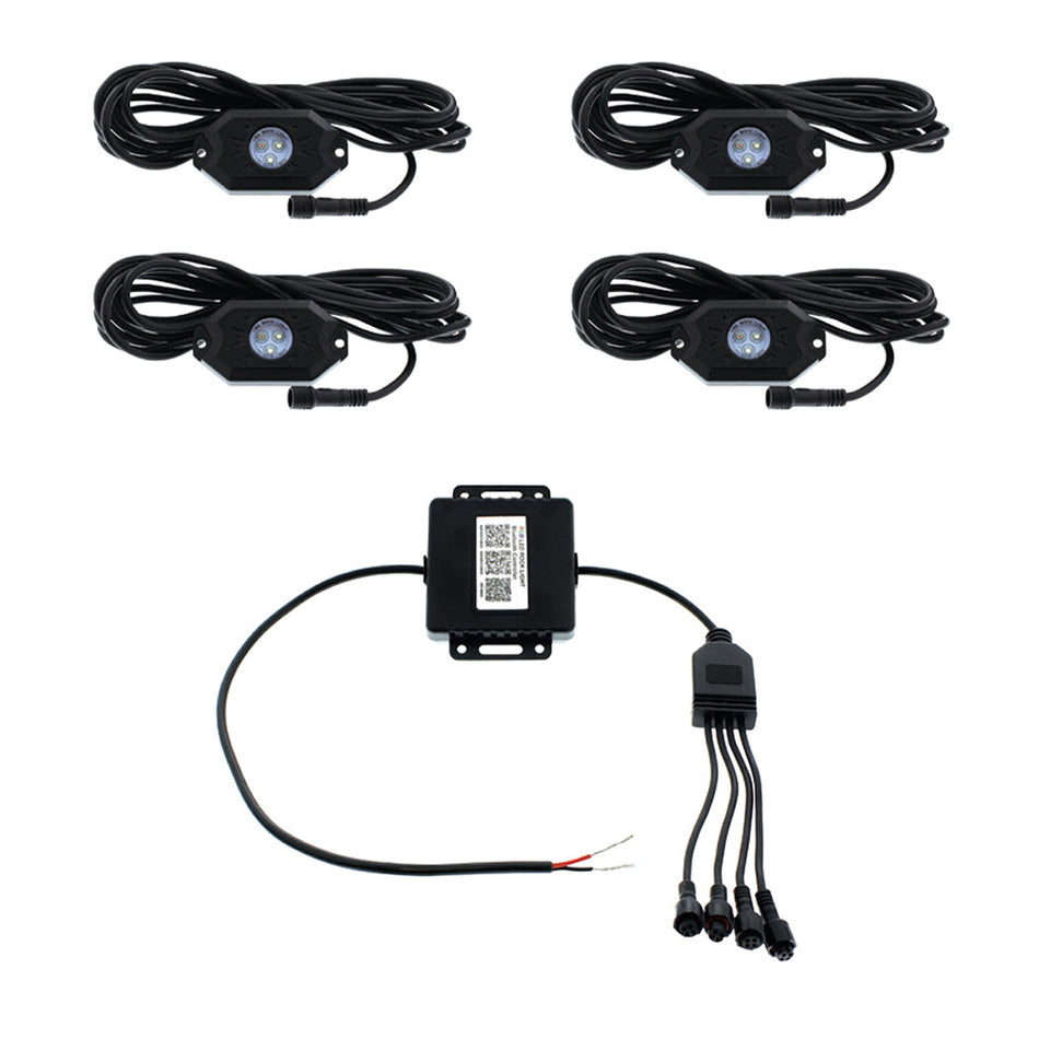 United Pacific - RGB Multi-Color 500 Lumen LED Rock Light 4-Piece Kit