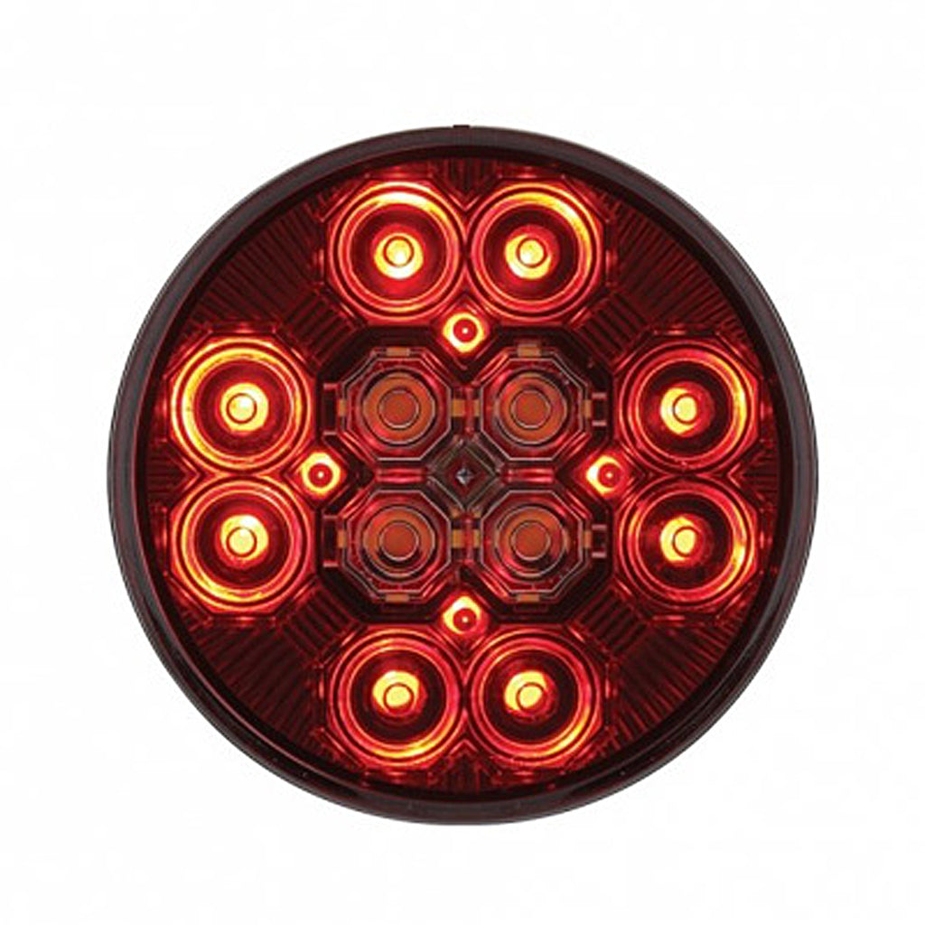 4" Round Combo Light w/ 12 LED Stop, Turn & Tail & 16 LED Back-Up - Red LEDs (Red or Clear Lens)