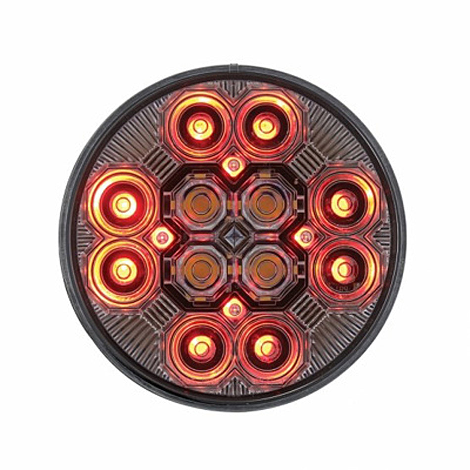 4" Round Combo Light w/ 12 LED Stop, Turn & Tail & 16 LED Back-Up - Red LEDs (Red or Clear Lens)