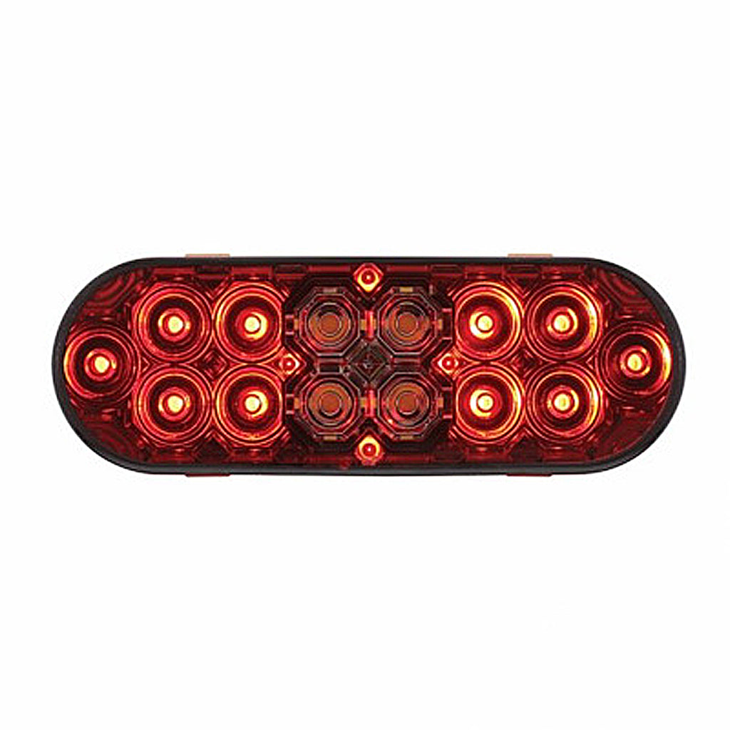 6" Oval Combo Light w/ 14 LED Stop, Turn & Tail & 16 LED Back-Up - Red LEDs (Red or Clear Lens)