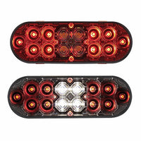 6" Oval Combo Light w/ 14 LED Stop, Turn & Tail & 16 LED Back-Up - Red LEDs (Red or Clear Lens)