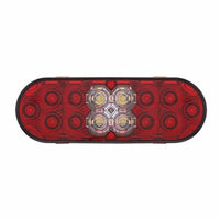 6" Oval Combo Light w/ 14 LED Stop, Turn & Tail & 16 LED Back-Up - Red LEDs (Red or Clear Lens)