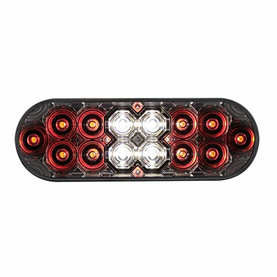 6" Oval Combo Light w/ 14 LED Stop, Turn & Tail & 16 LED Back-Up - Red LEDs (Red or Clear Lens)