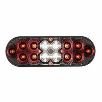 6" Oval Combo Light w/ 14 LED Stop, Turn & Tail & 16 LED Back-Up - Red LEDs (Red or Clear Lens)