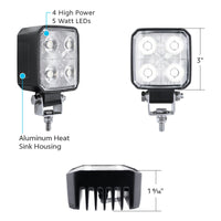 United Pacific - 4 LED High Power 3" Square Work Flood Light