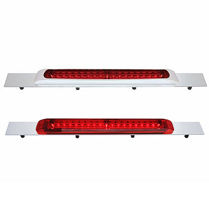 Chrome Top Mud Flap Plate With 19 LED 17" Light Bar (with or without Bezel) - Red LEDs (Red Lens)
