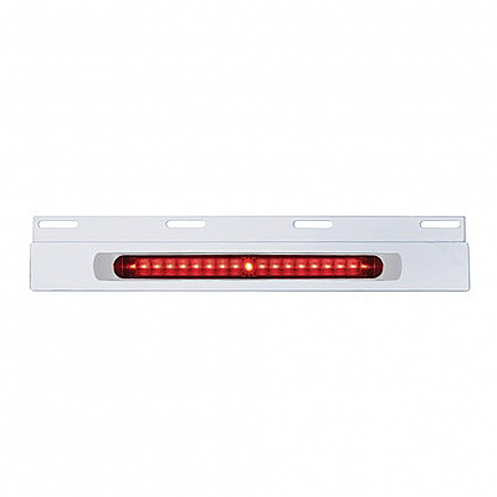 Stainless Top Mud Flap Plate With 19 LED 17" Light Bar (with or without Bezel) - Red LEDs (Red Lens)