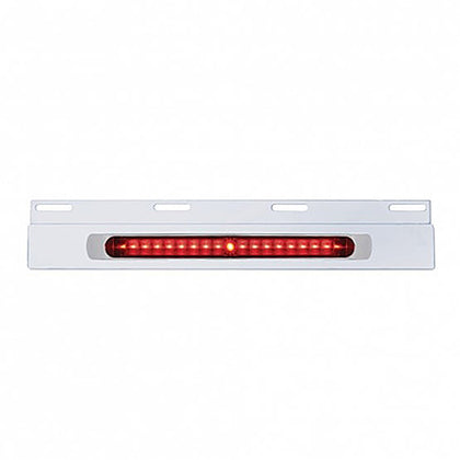 Stainless Top Mud Flap Plate With 19 LED 17" Light Bar (with or without Bezel) - Red LEDs (Red Lens)