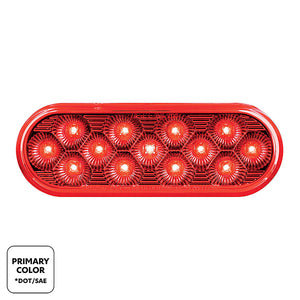 13 LED 6" Oval Double Fury Stop, Turn & Tail Light w/ Warning Light - Red & Amber LEDs (Clear Lens)