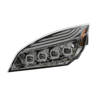 Chrome Quad-LED Headlight w/ LED DRL & Seq. Signal For 2018-2024 Freightliner Cascadia (Driver or Passenger Side)