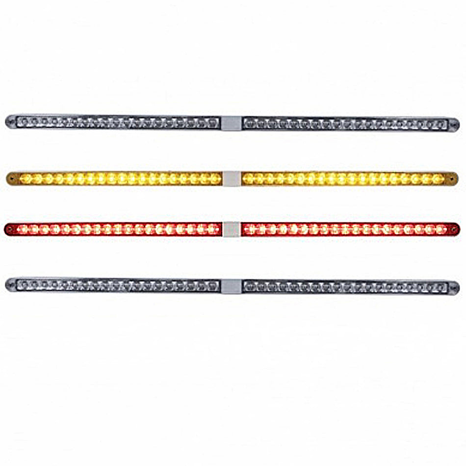 Dual 14 LED 12" Reflector Light Bars w/ Bezel - Amber or Red LEDs (Amber, Red or Clear Lens)
