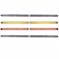 Dual 14 LED 12" Reflector Light Bars w/ Bezel - Amber or Red LEDs (Amber, Red or Clear Lens)