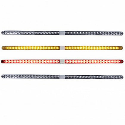 Dual 14 LED 12" Reflector Light Bars w/ Bezel - Amber or Red LEDs (Amber, Red or Clear Lens)
