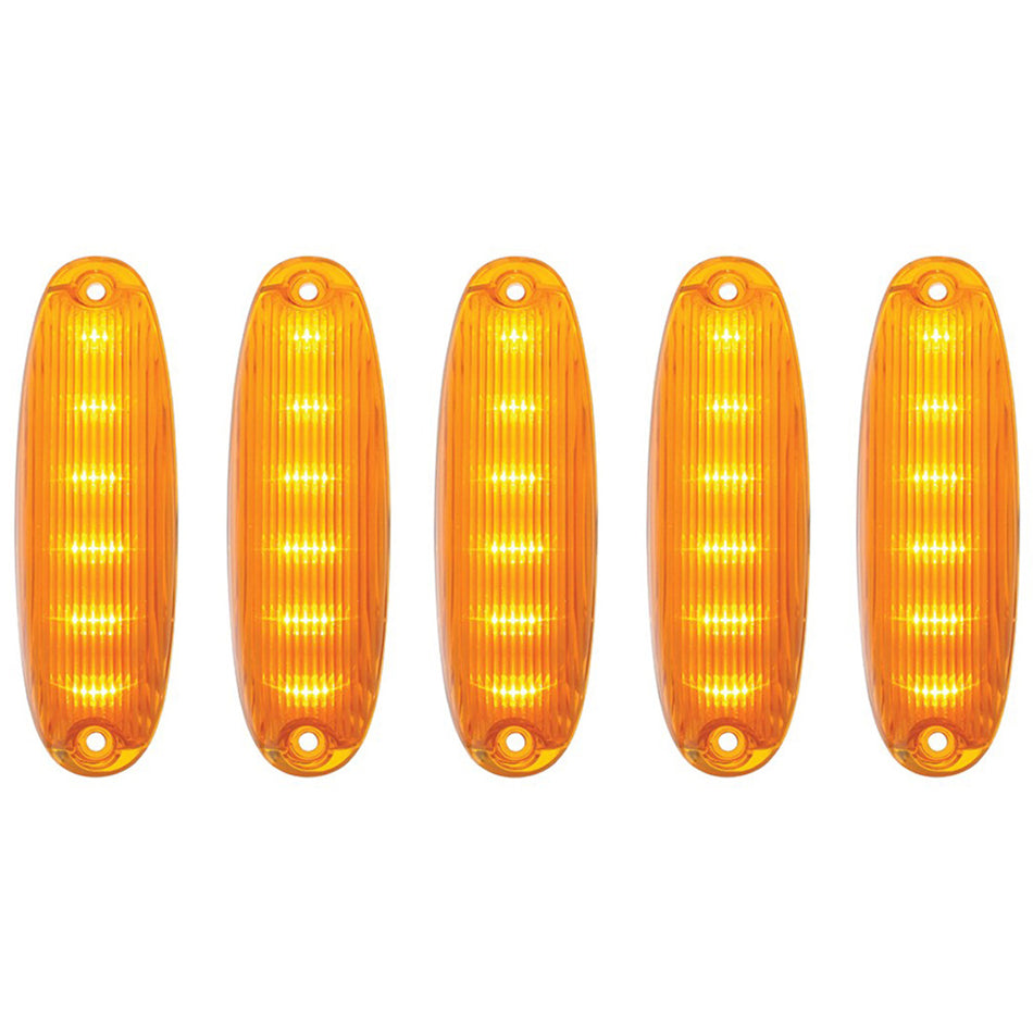 6 Amber LED Cab Lights For 2008-2017 Freightliner Cascadia - Amber LEDs (Amber or Clear Lens)