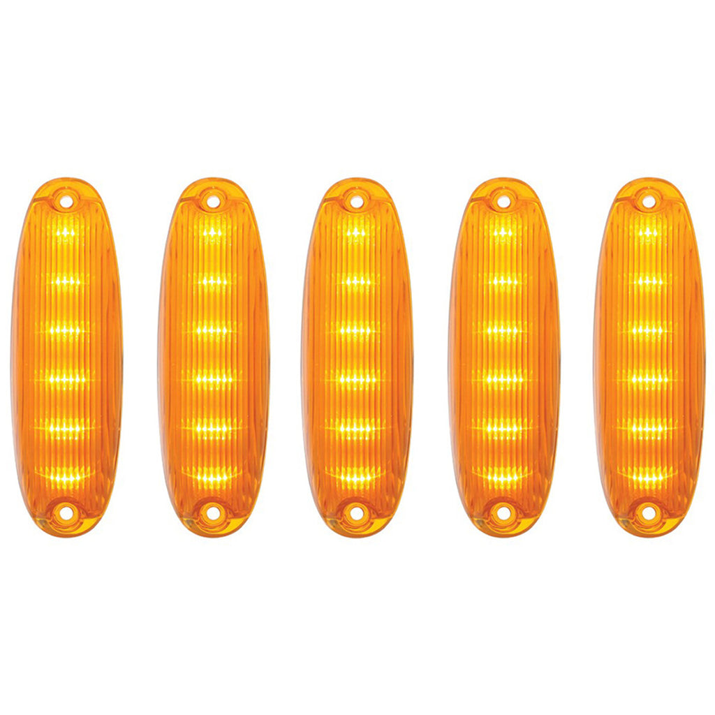 6 Amber LED Cab Lights For 2008-2017 Freightliner Cascadia - Amber LEDs (Amber or Clear Lens)