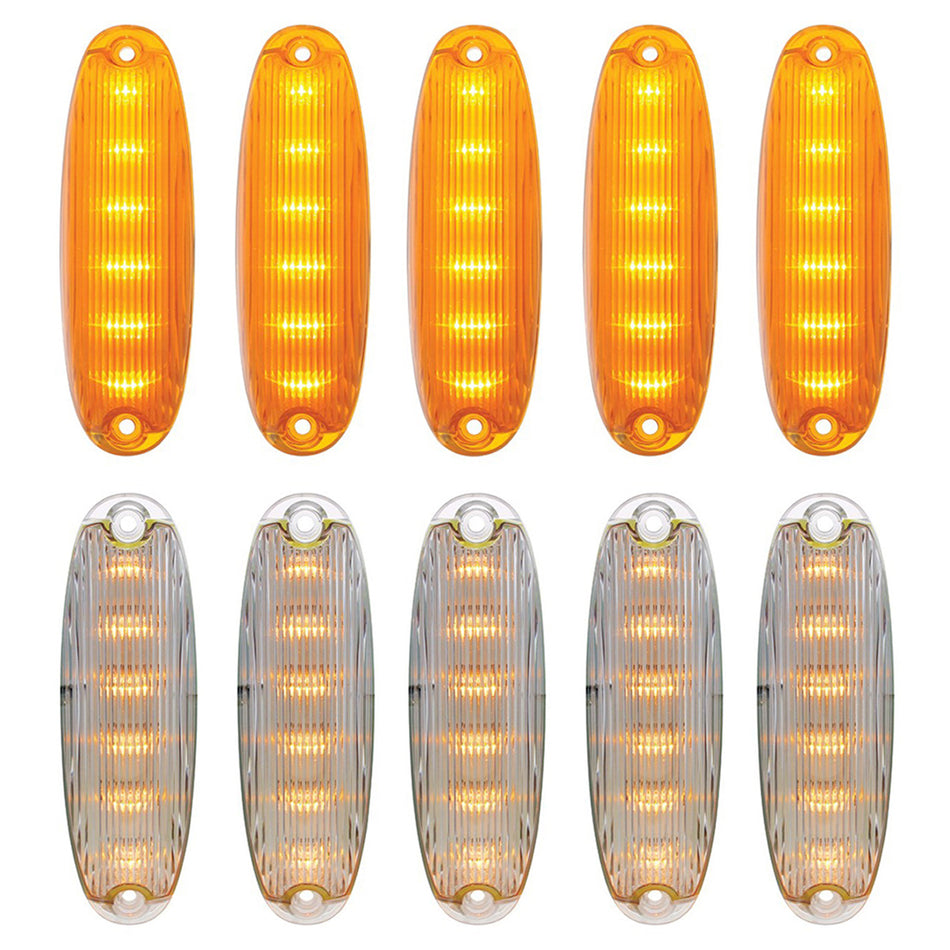 6 Amber LED Cab Lights For 2008-2017 Freightliner Cascadia - Amber LEDs (Amber or Clear Lens)