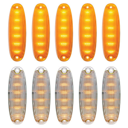 6 Amber LED Cab Lights For 2008-2017 Freightliner Cascadia - Amber LEDs (Amber or Clear Lens)