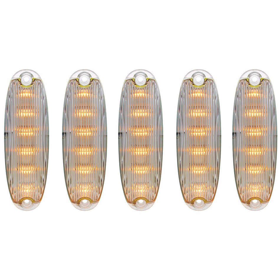 6 Amber LED Cab Lights For 2008-2017 Freightliner Cascadia - Amber LEDs (Amber or Clear Lens)