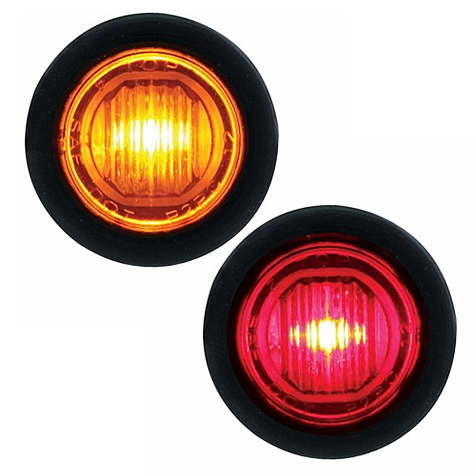 Single SMD LED 3/4" Mini Light (Clearance/Marker) w/ Rubber Grommet - Amber or Red LEDs (Amber or Red Lens)