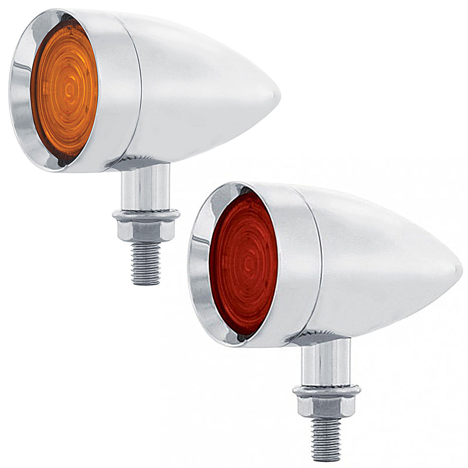 9 LED Dual Function Mini Bullet Light - Amber or Red LEDs (Amber or Red Lens)