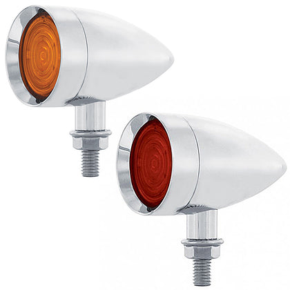 9 LED Dual Function Mini Bullet Light - Amber or Red LEDs (Amber or Red Lens)
