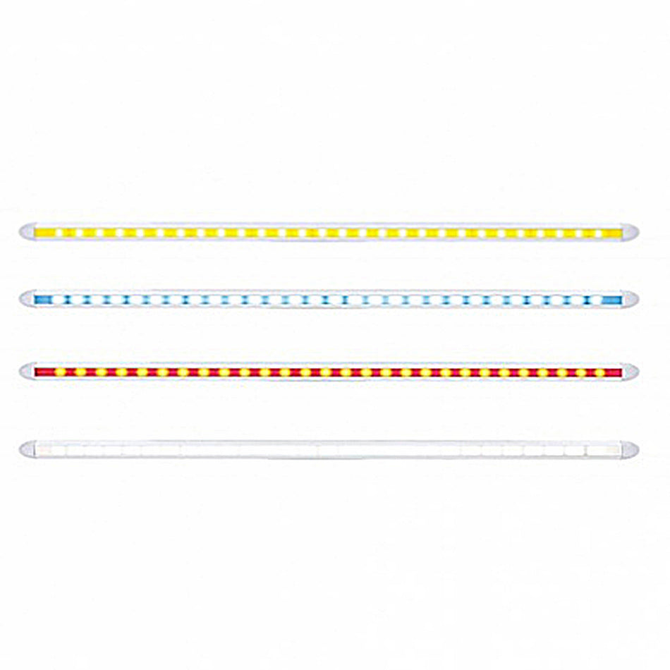 United Pacific - 28 LED 12" Slim Light Bar - Amber, Blue, Red or White LEDs (Clear Lens)
