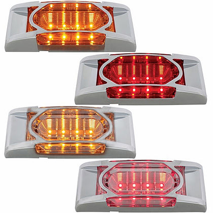 16 LED Reflector Clearance/Marker Light w/ Chrome Bezel - Amber or Red LEDs (Amber, Red or Clear Lens)