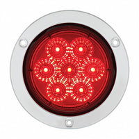 7 LED 4" Round Stainless Steel Flange Stop, Turn & Tail Light - Red LEDs (Red or Clear Lens)