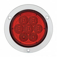 7 LED 4" Round Stainless Steel Flange Stop, Turn & Tail Light - Red LEDs (Red or Clear Lens)