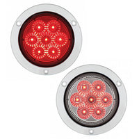 7 LED 4" Round Stainless Steel Flange Stop, Turn & Tail Light - Red LEDs (Red or Clear Lens)