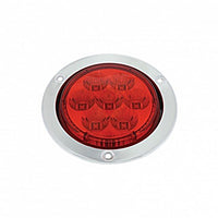 7 LED 4" Round Stainless Steel Flange Stop, Turn & Tail Light - Red LEDs (Red or Clear Lens)