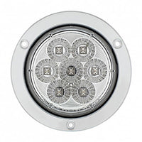 7 LED 4" Round Stainless Steel Flange Stop, Turn & Tail Light - Red LEDs (Red or Clear Lens)