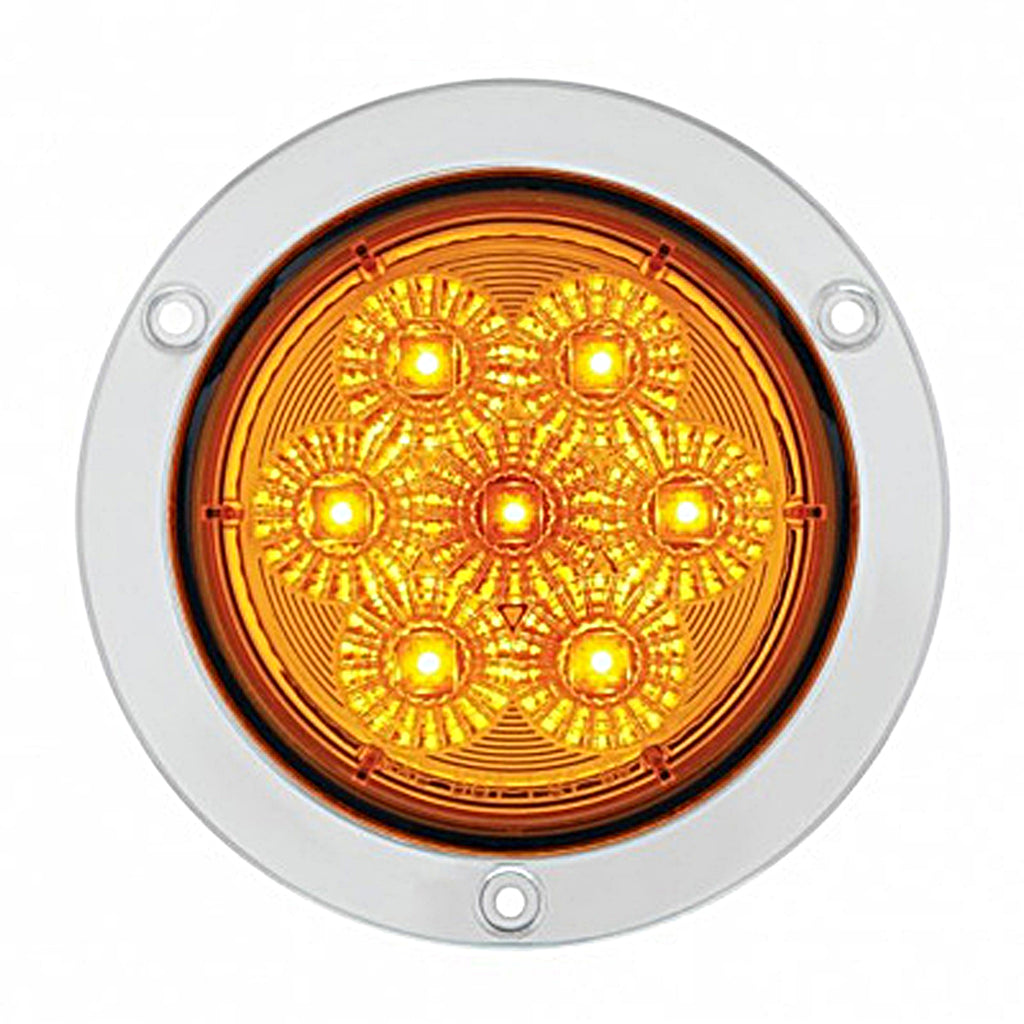 United Pacific - 7 LED 4" SS Flange Turn Signal Light - Amber LEDs (Amber Lens)