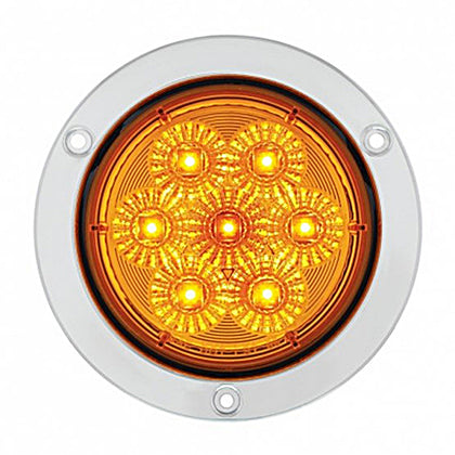 United Pacific - 7 LED 4" SS Flange Turn Signal Light - Amber LEDs (Amber Lens)