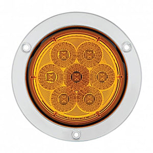 United Pacific - 7 LED 4" SS Flange Turn Signal Light - Amber LEDs (Amber Lens)
