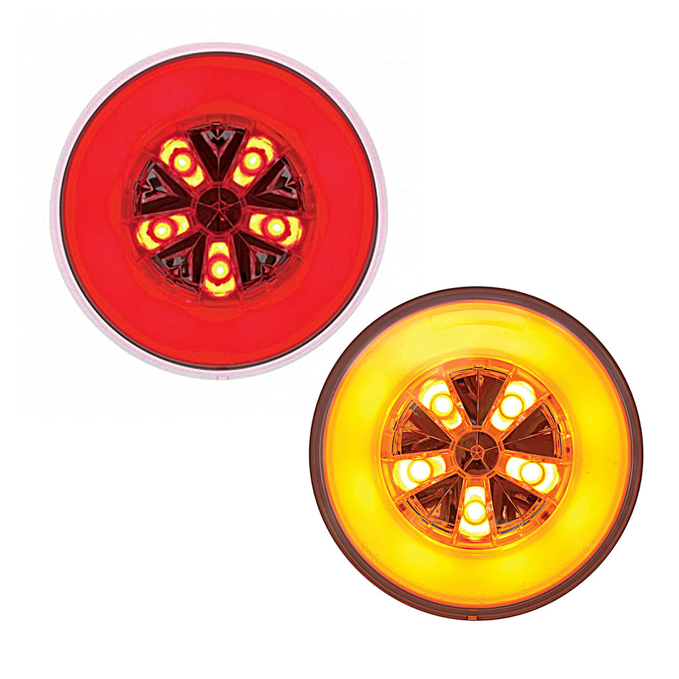 United Pacific - 18 LED 4" Round GloLight (Stop, Turn & Tail) - Amber or Red LEDs (Amber or Red Lens)