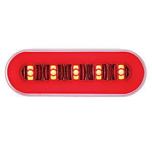 22 LED 6" Oval GloLight With Divider Bar Inner Design (Stop, Turn & Tail) - Red or Amber LEDs (Red or Amber Lens)