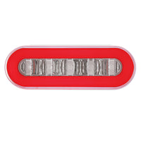 22 LED 6" Oval GloLight With Divider Bar Inner Design (Stop, Turn & Tail) - Red or Amber LEDs (Red or Amber Lens)