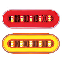 22 LED 6" Oval GloLight With Divider Bar Inner Design (Stop, Turn & Tail) - Red or Amber LEDs (Red or Amber Lens)