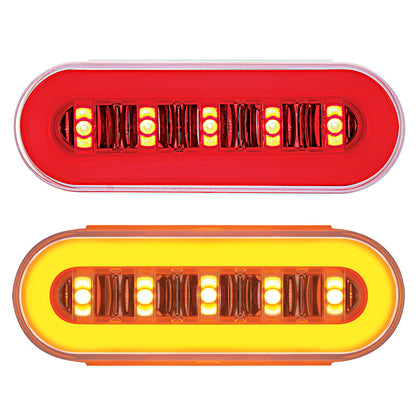 22 LED 6" Oval GloLight With Divider Bar Inner Design (Stop, Turn & Tail) - Red or Amber LEDs (Red or Amber Lens)