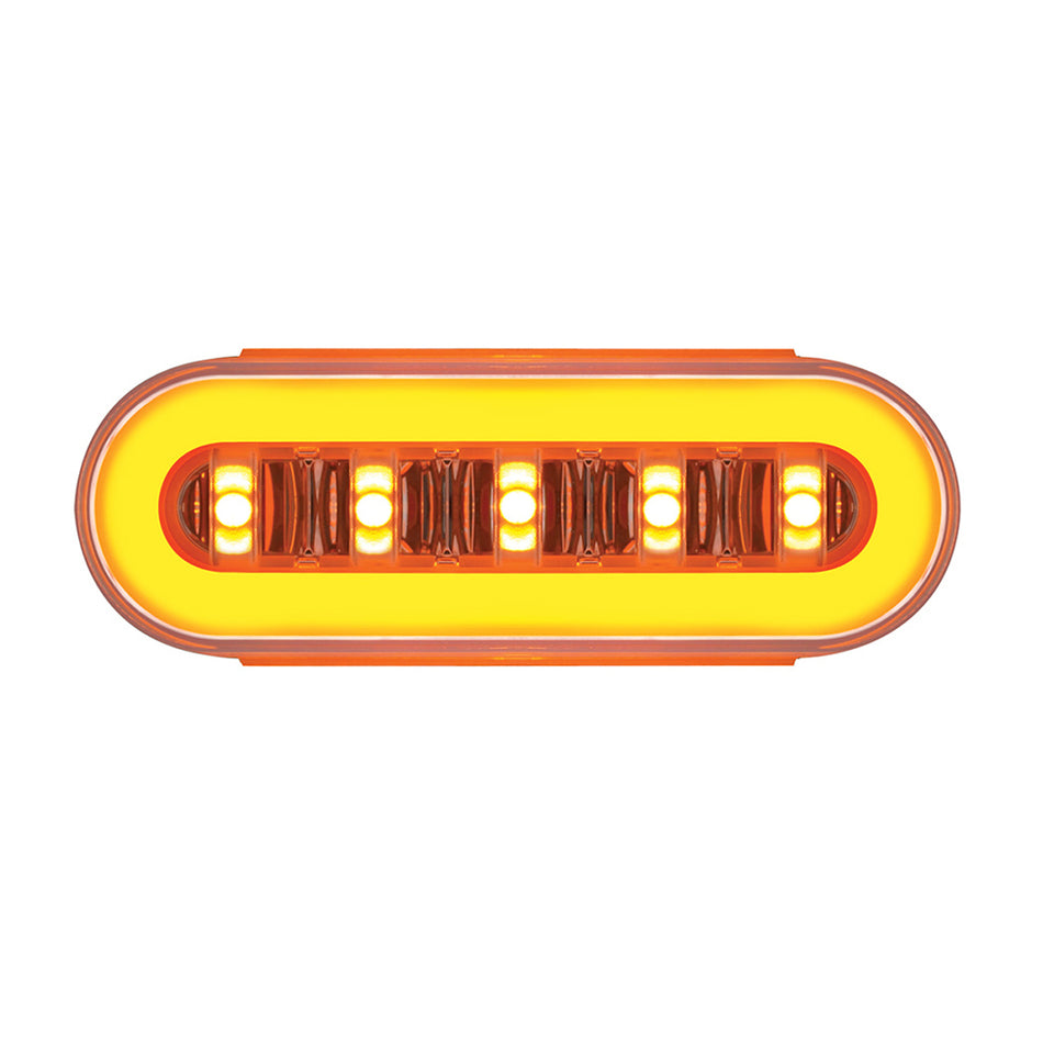 22 LED 6" Oval GloLight With Divider Bar Inner Design (Stop, Turn & Tail) - Red or Amber LEDs (Red or Amber Lens)