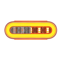 22 LED 6" Oval GloLight With Divider Bar Inner Design (Stop, Turn & Tail) - Red or Amber LEDs (Red or Amber Lens)