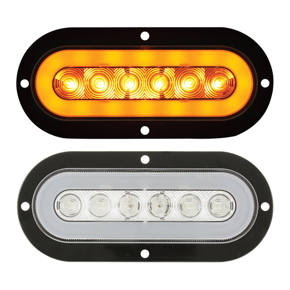 22 LED 6" Oval Flange Mount GloLight (Turn Signal) - Amber LEDs (Amber or Clear Lens)