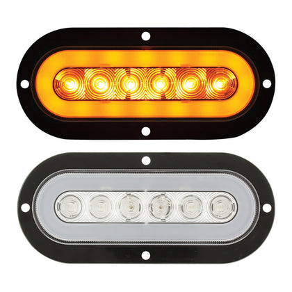 22 LED 6" Oval Flange Mount GloLight (Turn Signal) - Amber LEDs (Amber or Clear Lens)