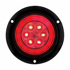 21 LED 4" Round Flange Mount GloLight (Stop, Turn & Tail) - Amber or Red LEDs (Amber or Red Lens)