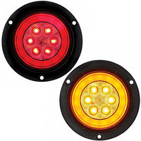 21 LED 4" Round Flange Mount GloLight (Stop, Turn & Tail) - Amber or Red LEDs (Amber or Red Lens)