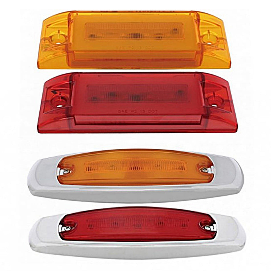 16 LED Rectangular GloLight Clearance/Marker Light With or Without Bezel - Amber or Red LEDs (Amber or Red Lens)